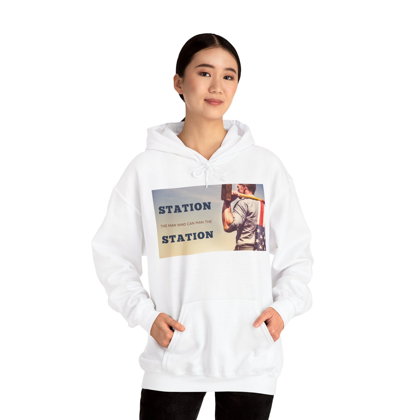 Station The Man Who Can Man The Station - Unisex Heavy Blend™ Hooded Sweatshirt