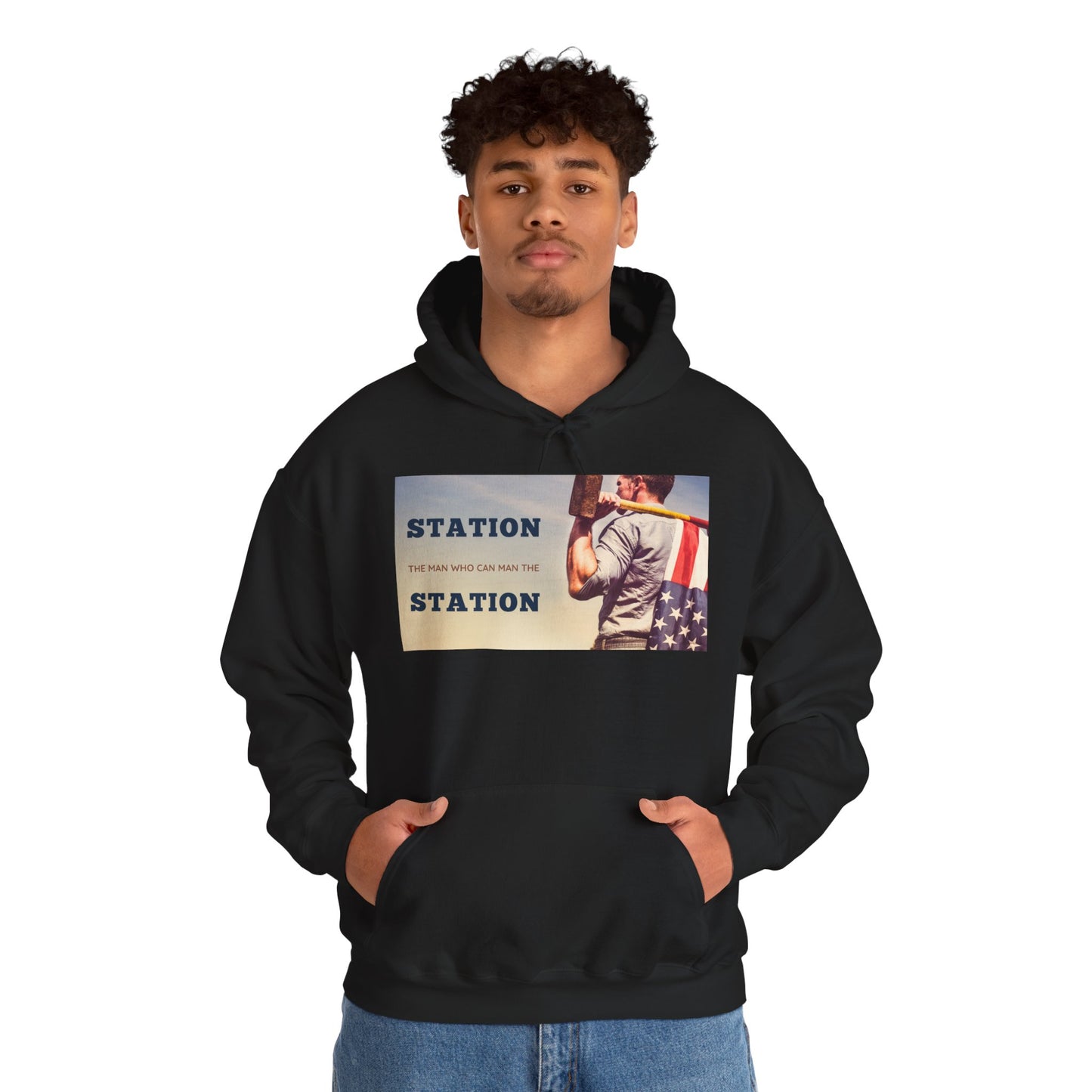 Station The Man Who Can Man The Station - Unisex Heavy Blend™ Hooded Sweatshirt