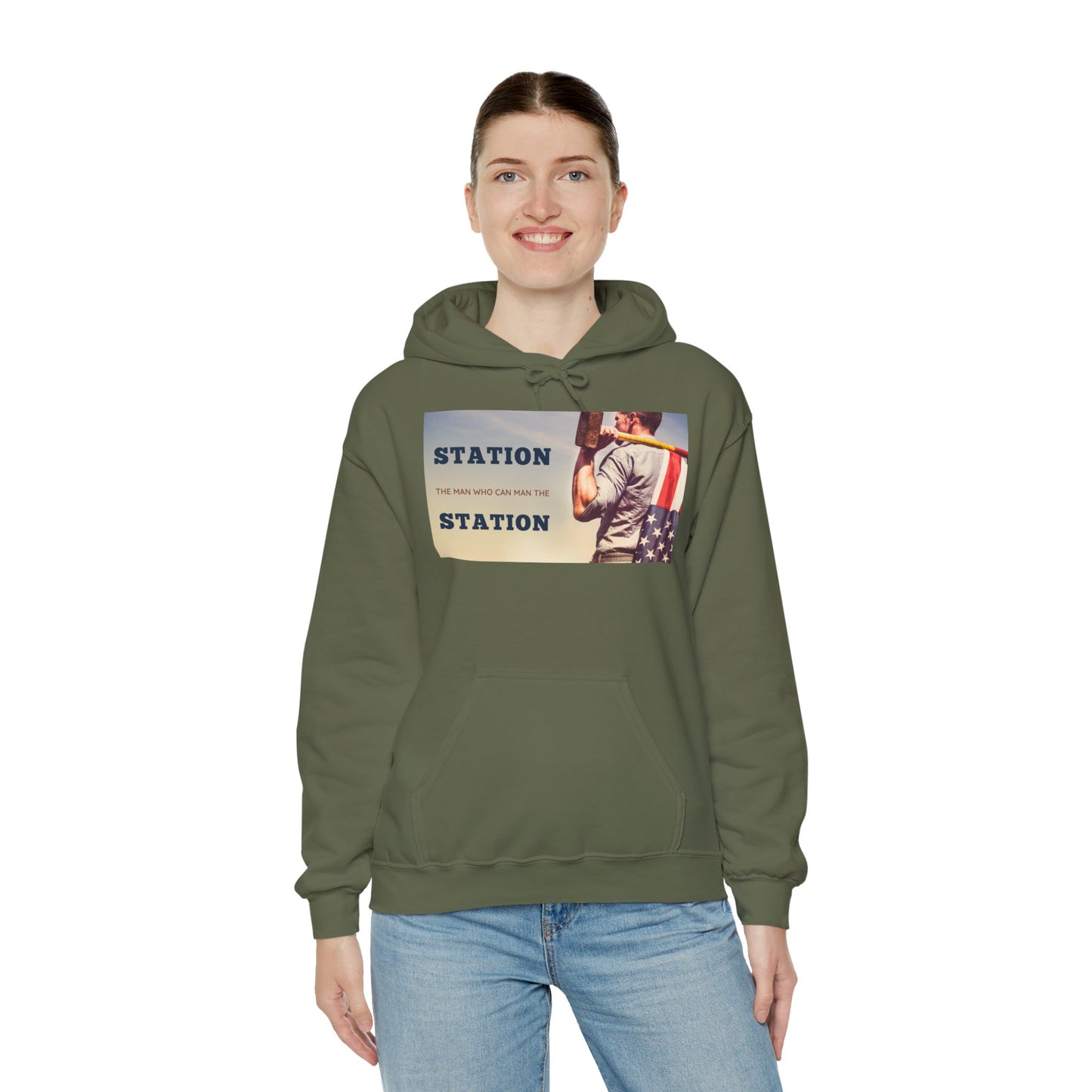 Station The Man Who Can Man The Station - Unisex Heavy Blend™ Hooded Sweatshirt