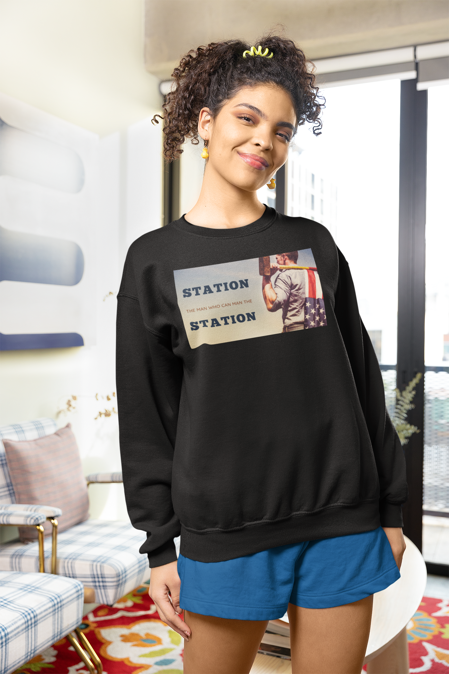 Station The Man Who Can Man The Station - Unisex Heavy Blend™ Crewneck Sweatshirt