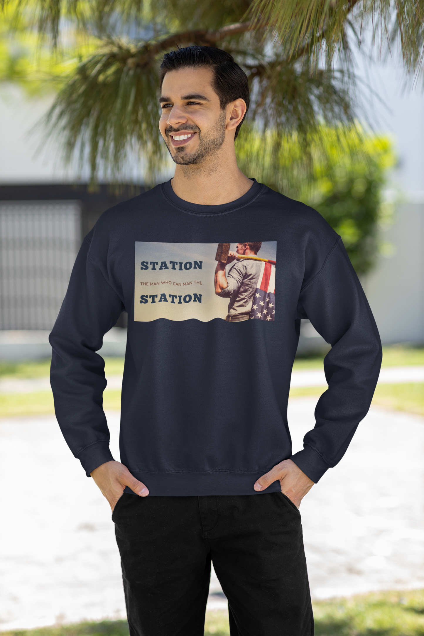 Station The Man Who Can Man The Station - Unisex Heavy Blend™ Crewneck Sweatshirt