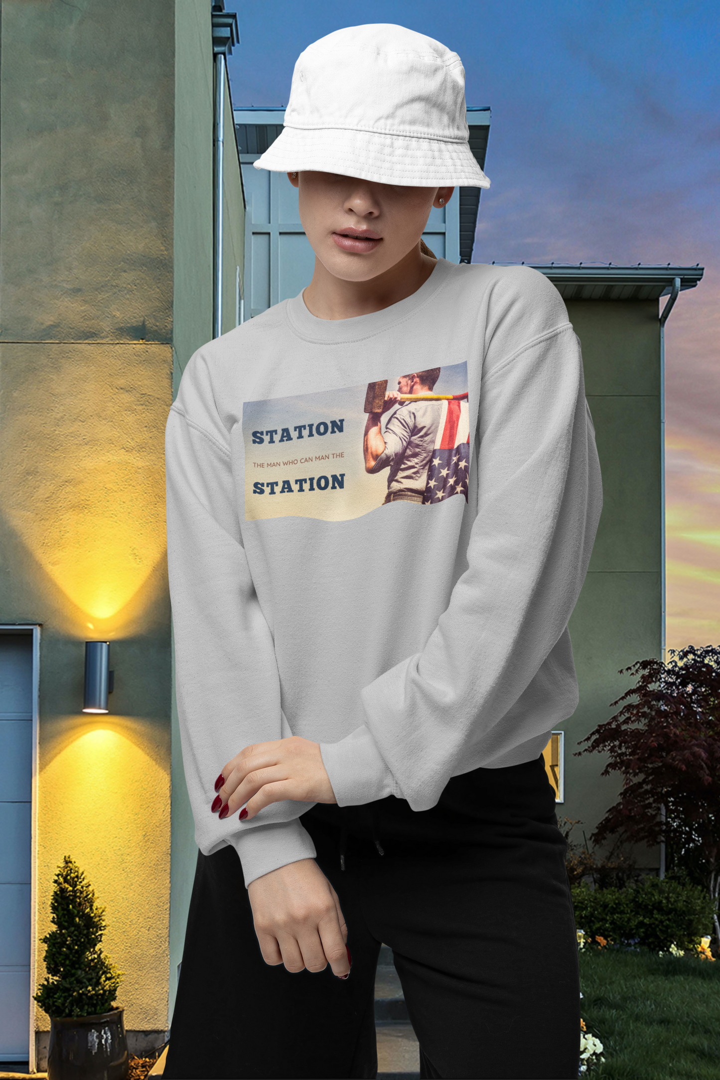 Station The Man Who Can Man The Station - Unisex Heavy Blend™ Crewneck Sweatshirt