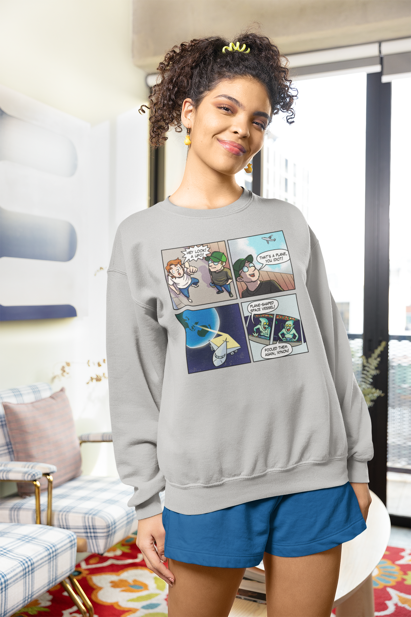 Plane-Shaped Space Vessel - Unisex Heavy Blend™ Crewneck Sweatshirt