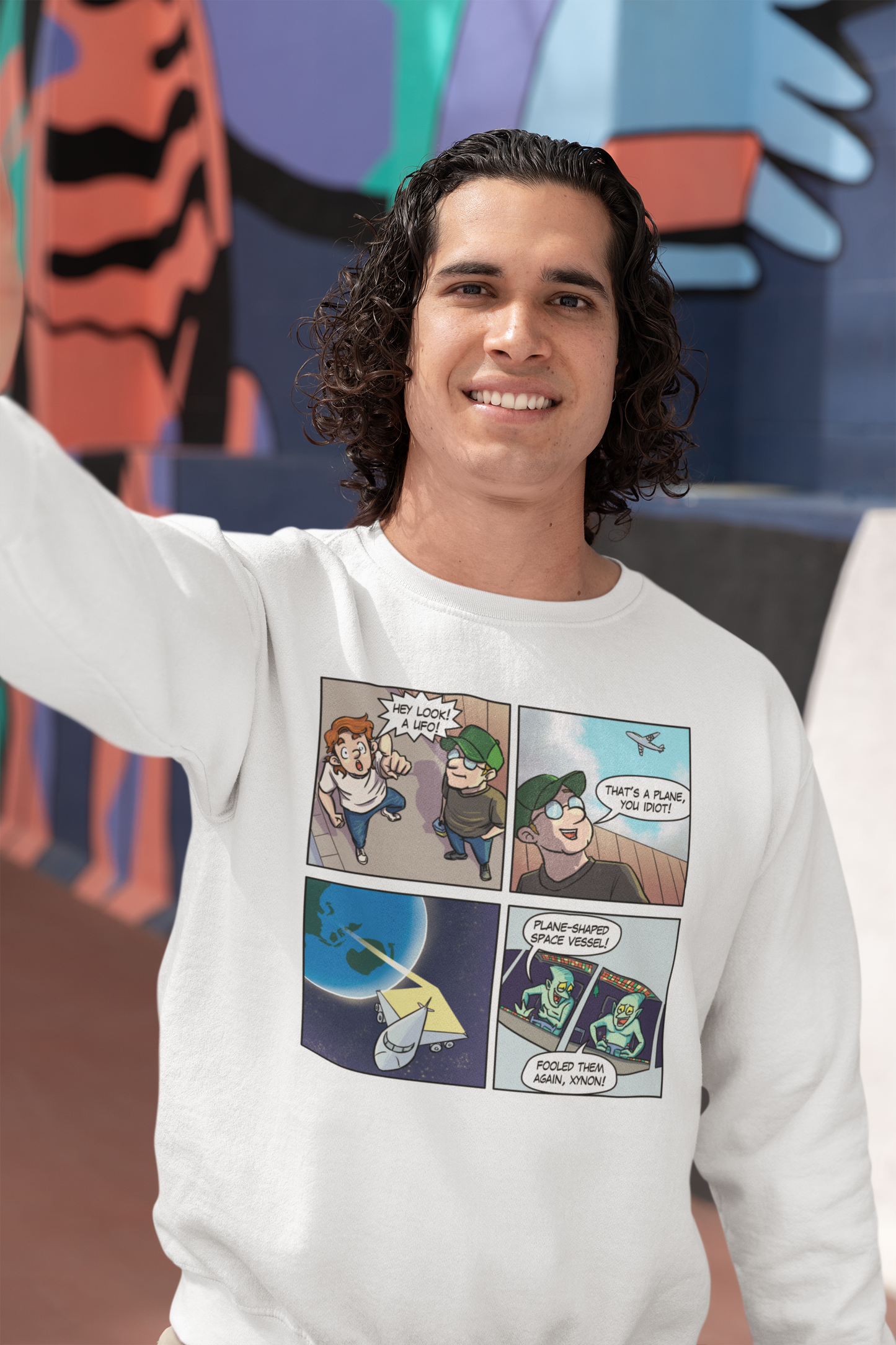 Plane-Shaped Space Vessel - Unisex Heavy Blend™ Crewneck Sweatshirt