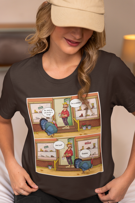 Cobbler Meets Gobbler - Unisex Jersey Short Sleeve Tee